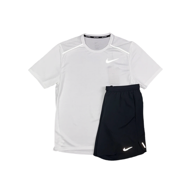 Nike - White Miler / Black Flex Stride Set