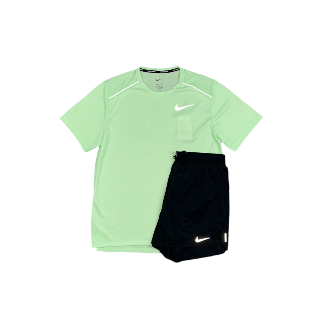 Nike - Vapour Green Miler / Black Flex Stride Set