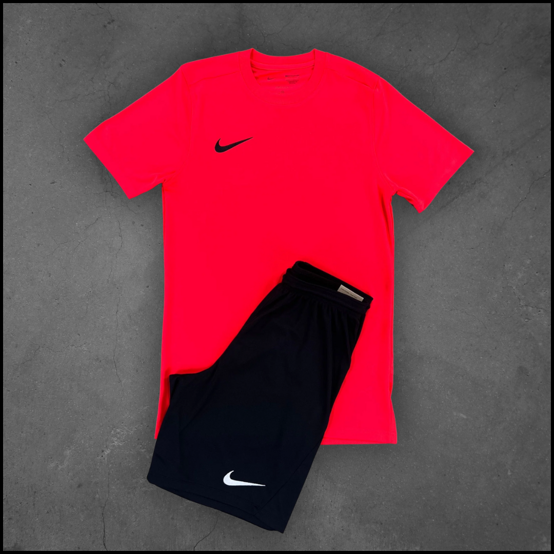 Nike Dri-Fit Short Set - Crimson & Black