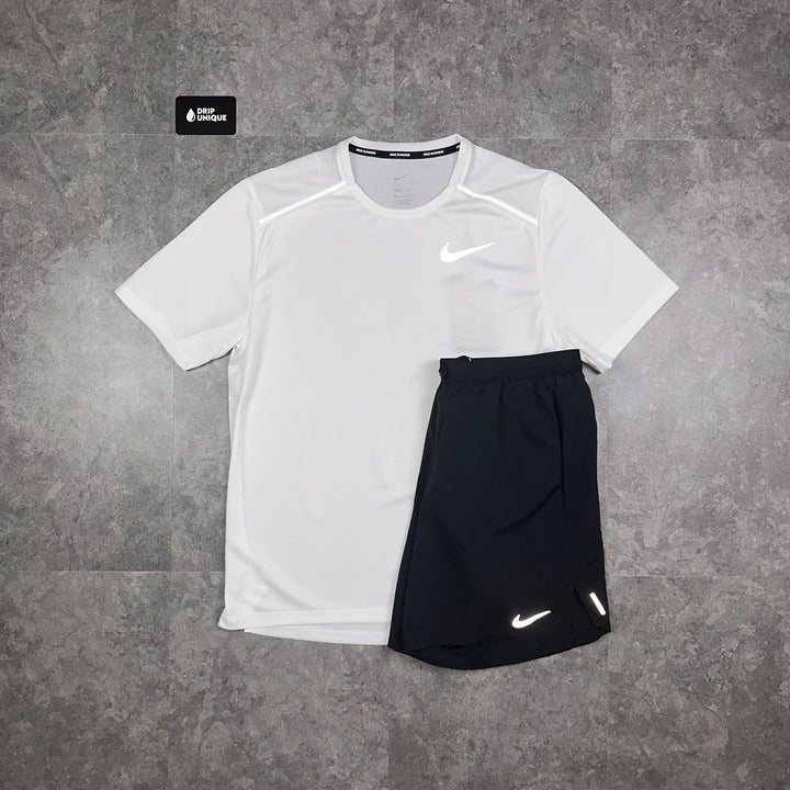 Nike - White Miler / Black Flex Stride Set