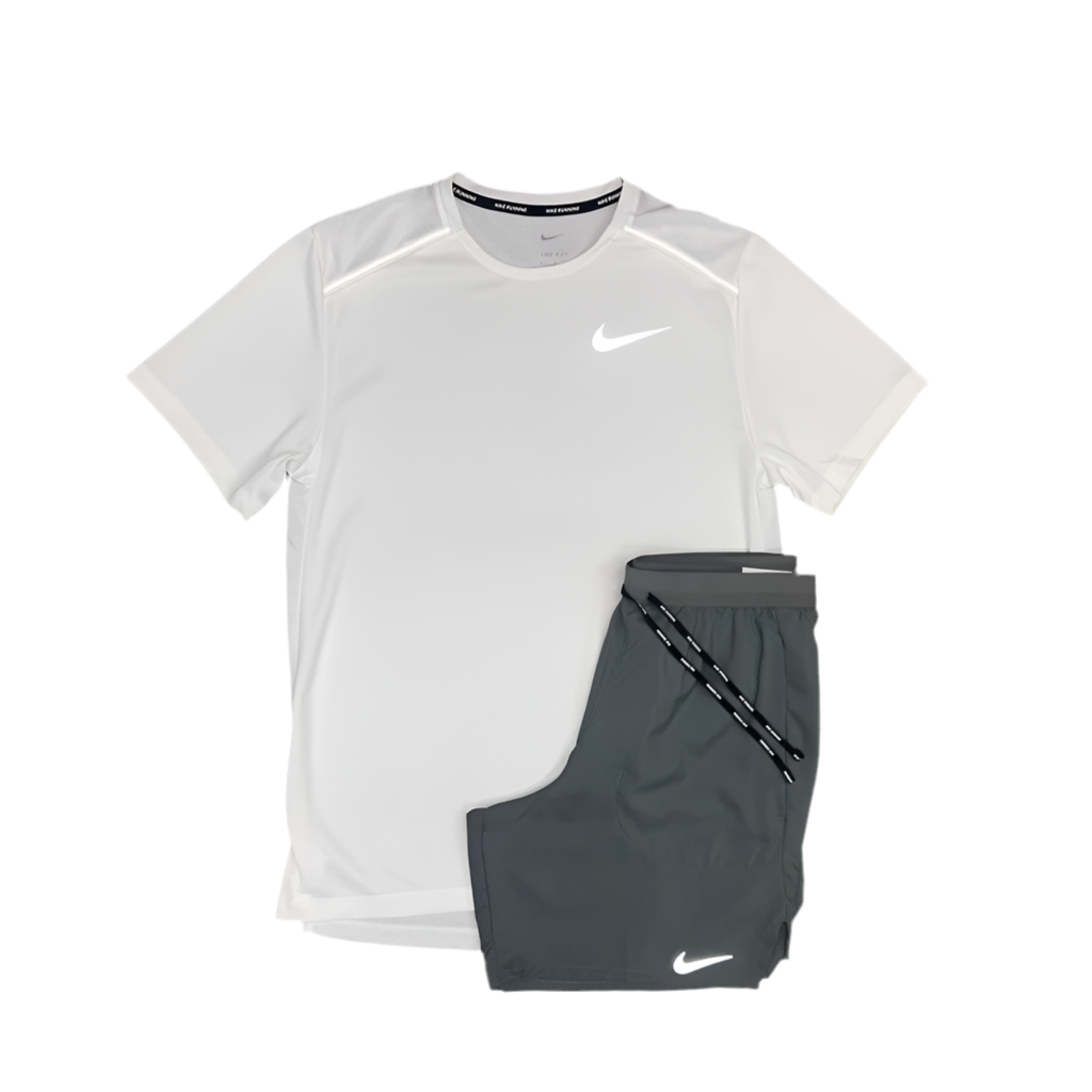 Nike - White Miler / Grey Flex Stride Set